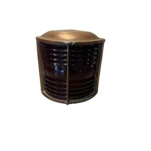 Antique Nautical Ships Lantern Metal Red Ribbed Glass Boat Lamp Light 5.5”